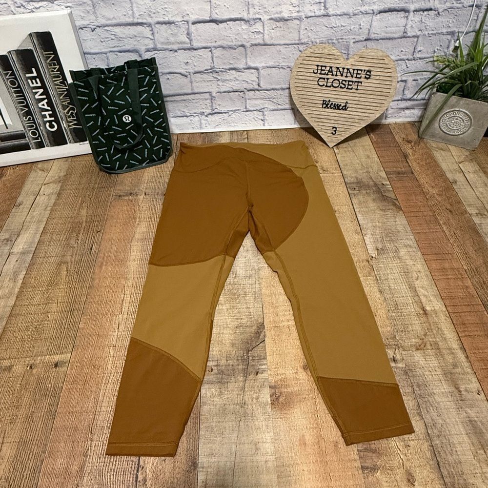 Lululemon Nulu Colour Block High-Rise Tight 25" Copper Brown/Bold Beige 14